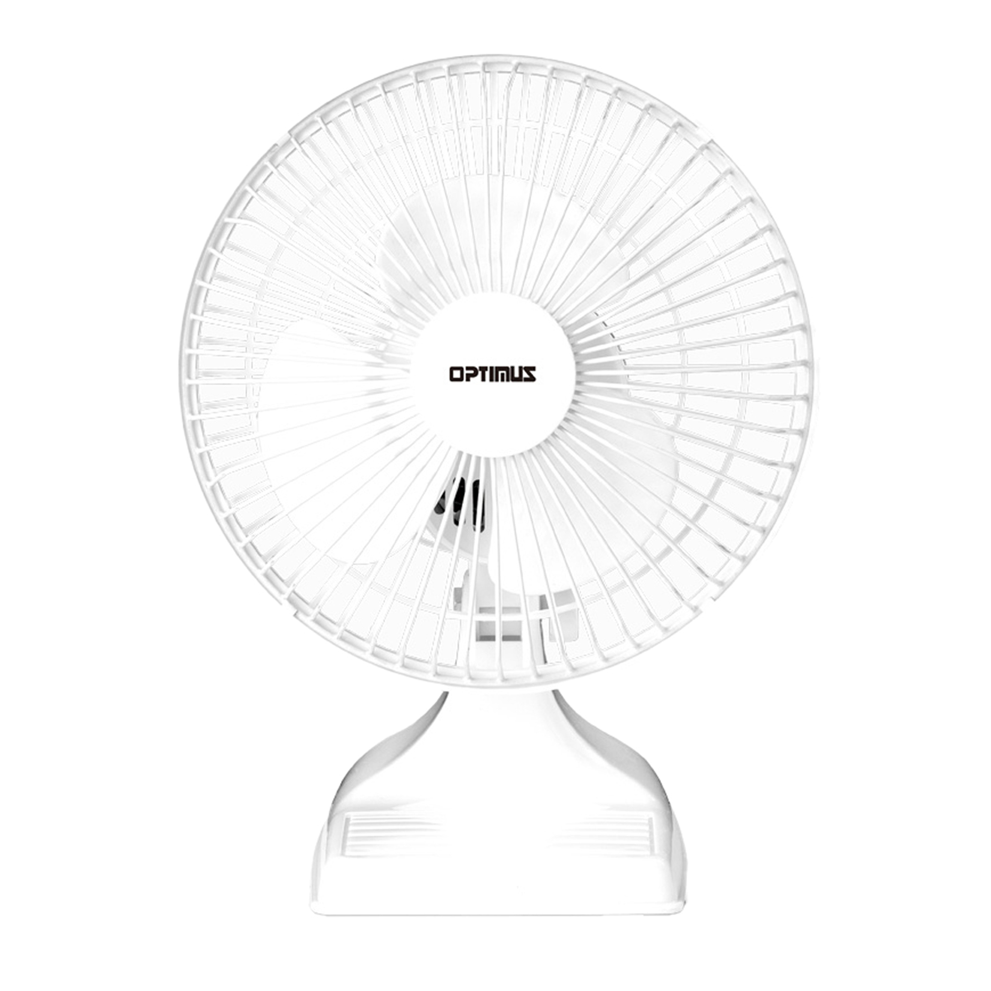 Optimus 2-Speed Convertible Personal Clip-On/Table Fan — 6in., Adjustable Tilt, Whisper-Quiet, White, Model# F-0645